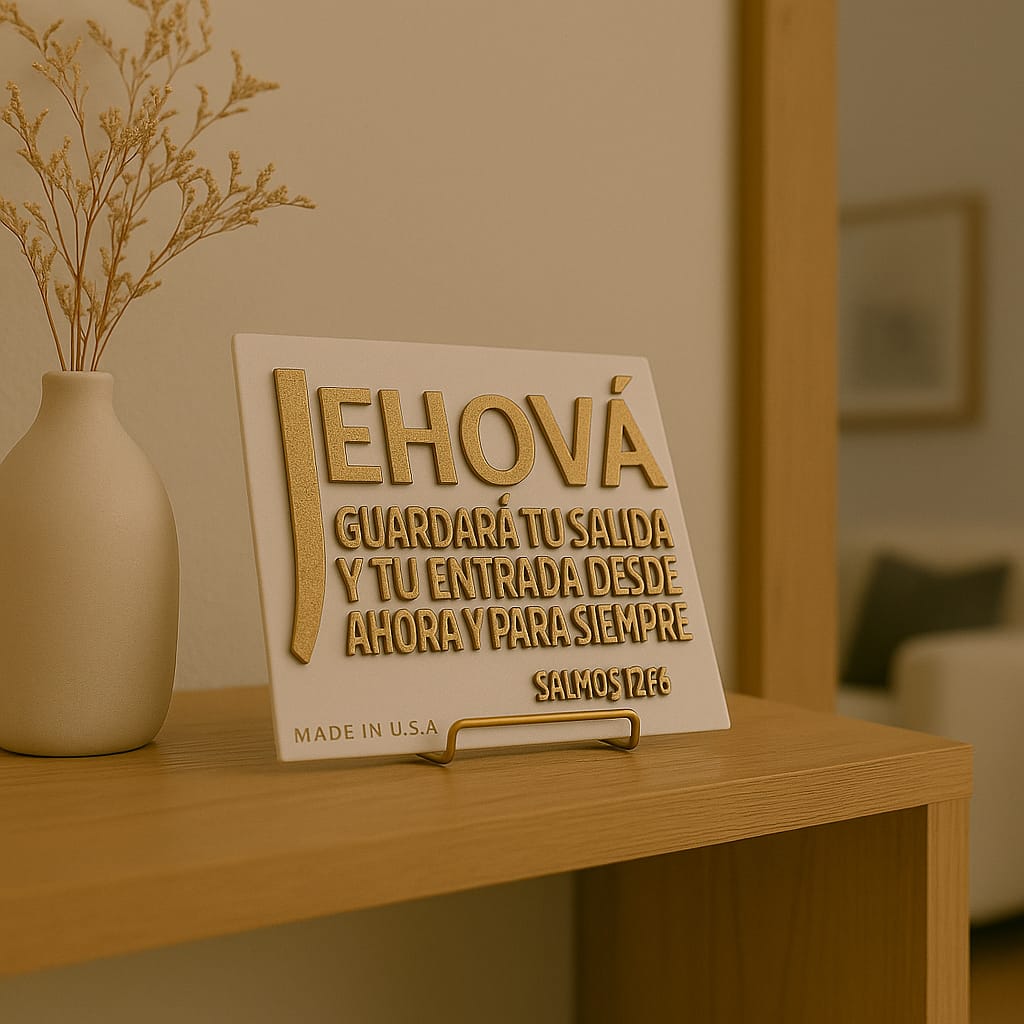 Placa: JEHOVA GUARDARÁ TU SALIDA Y TU ENTRADA DESDE HOY Y PARA SIEMPRE - Made in USA