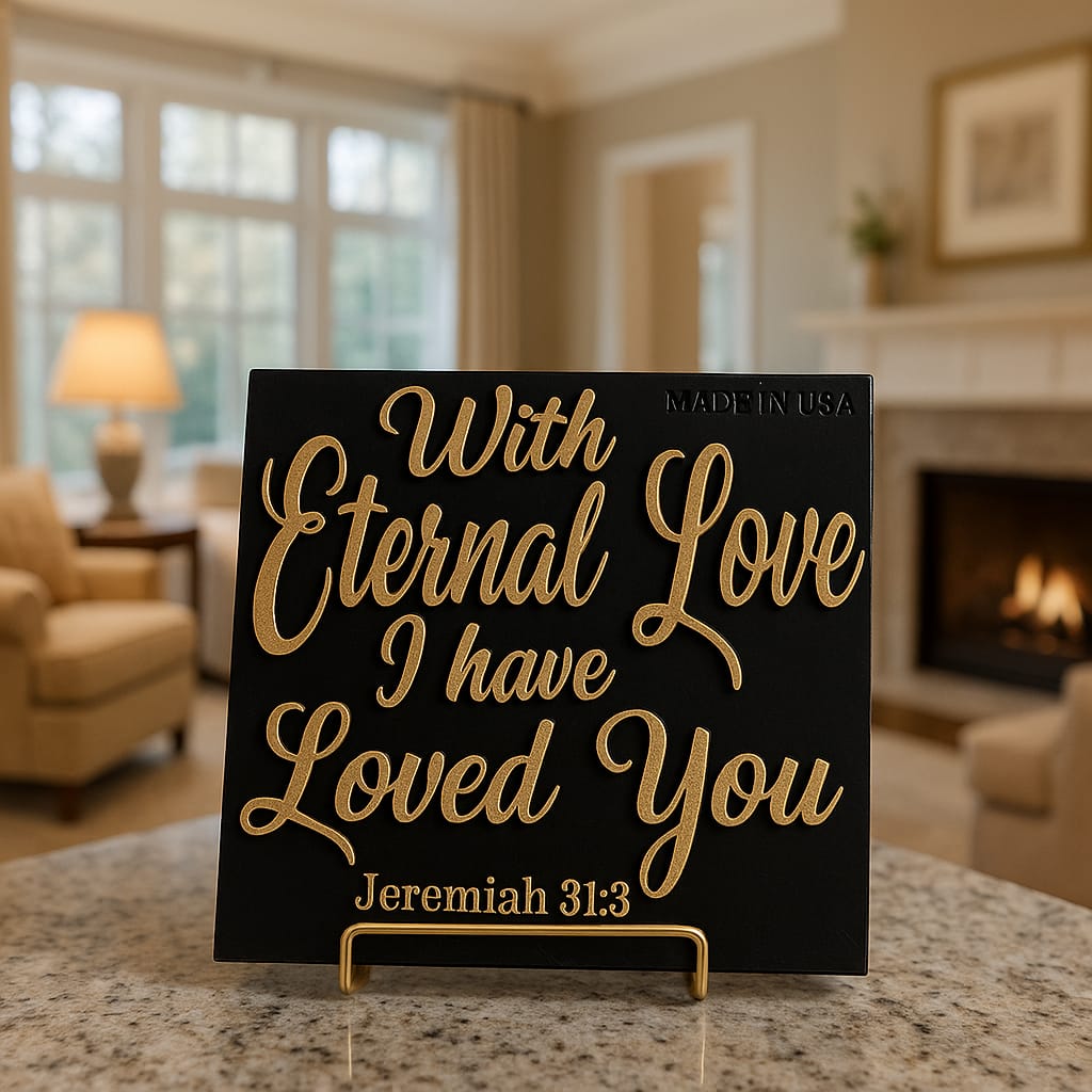 Plaque: WITH ETERNAL LOVE I HAVE LOVED YOU - Made in USA