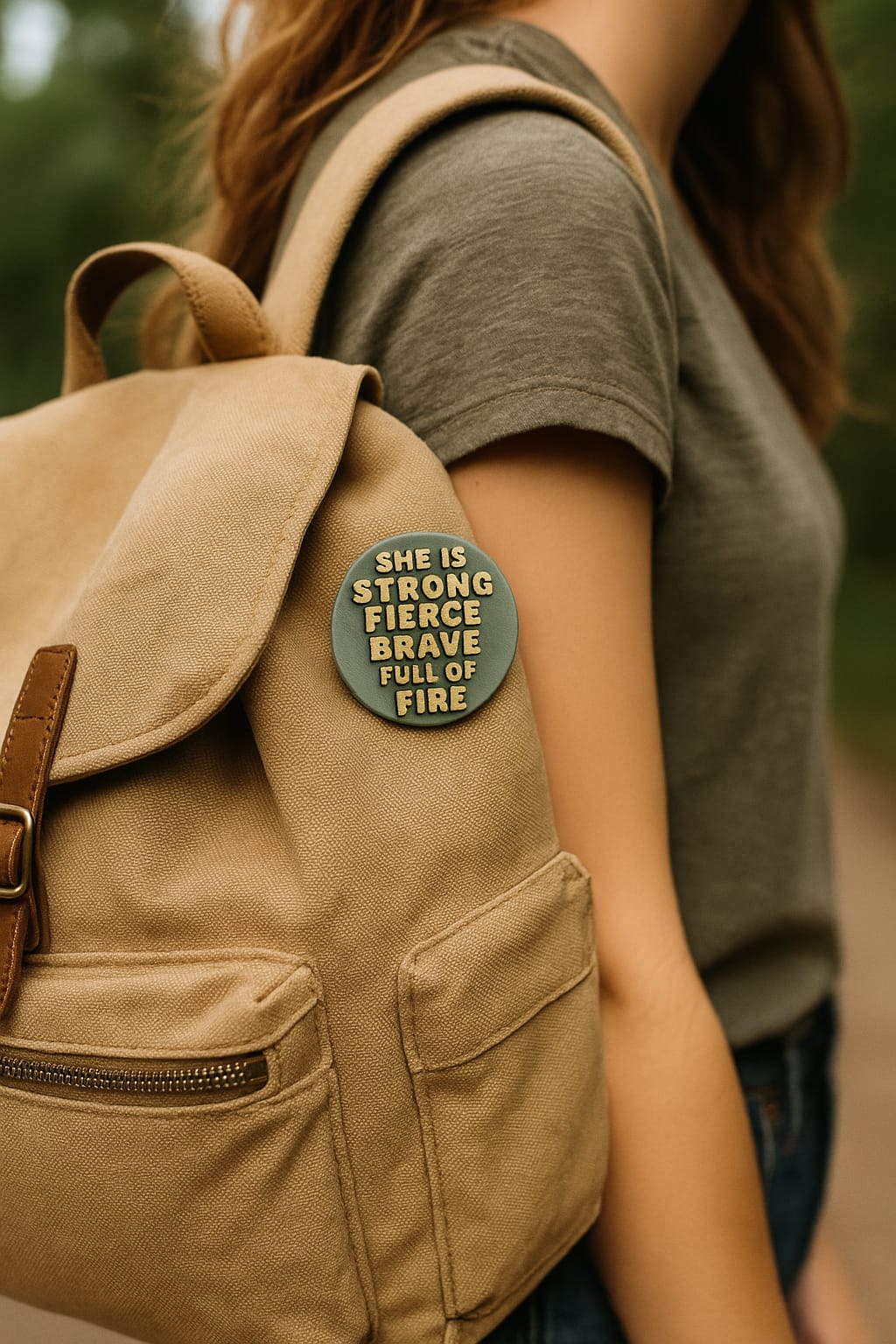 PIN - SHE IS STRONG FIERCE BRAVE FULL OF FIRE - Made in USA