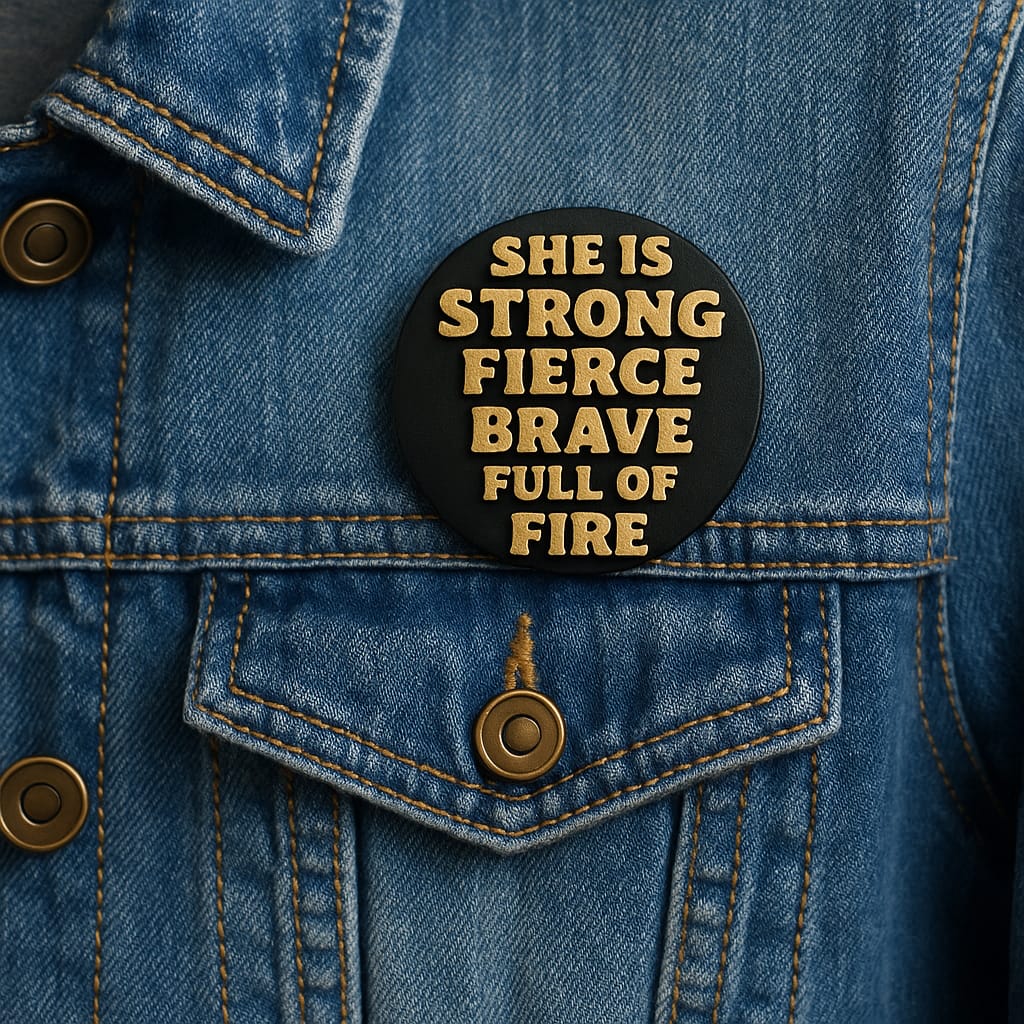 PIN - SHE IS STRONG FIERCE BRAVE FULL OF FIRE - Made in USA