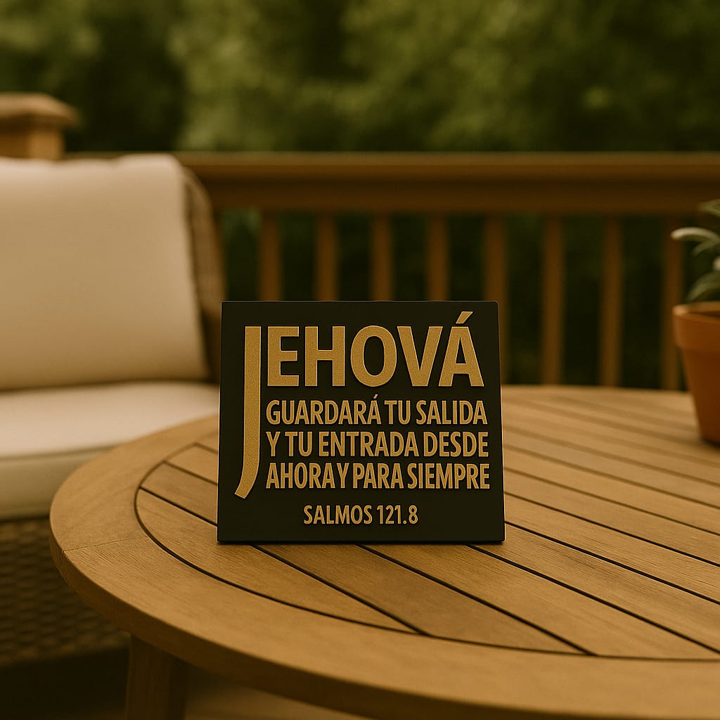 Placa: JEHOVA GUARDARÁ TU SALIDA Y TU ENTRADA DESDE HOY Y PARA SIEMPRE - Made in USA