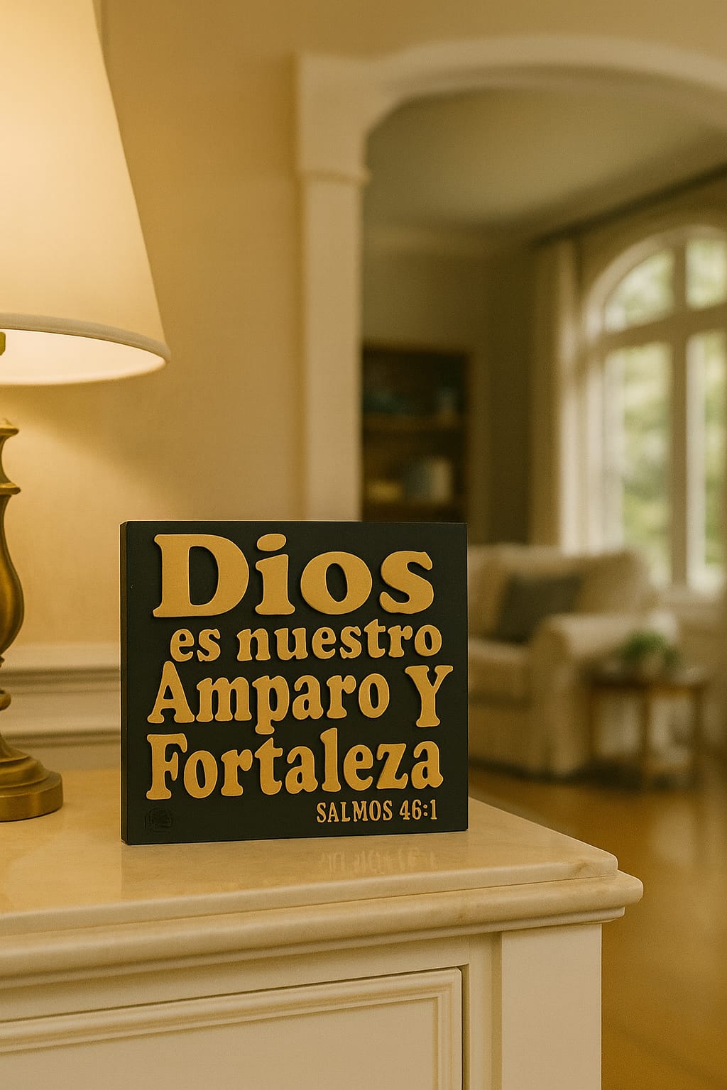 Placa: DIOS ES NUESTRO AMPARO Y NUESTRA FORTALEZA - Made in USA