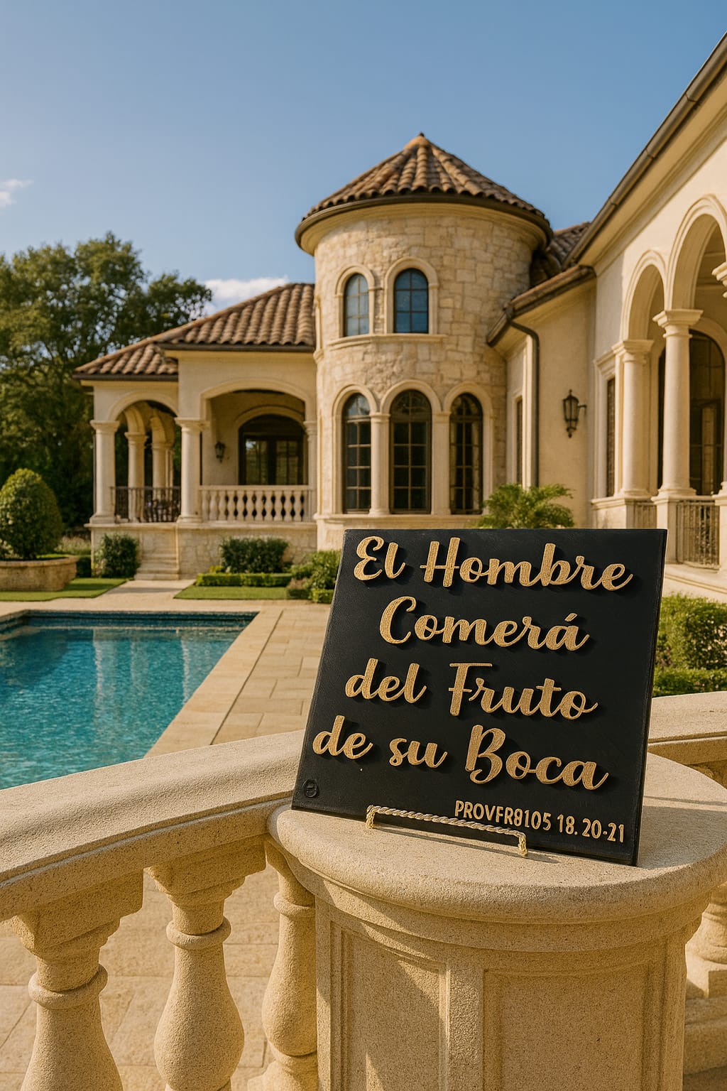 Placa: EL HOMBRE COMERA DEL FRUTO DE SU BOCA - Made in USA
