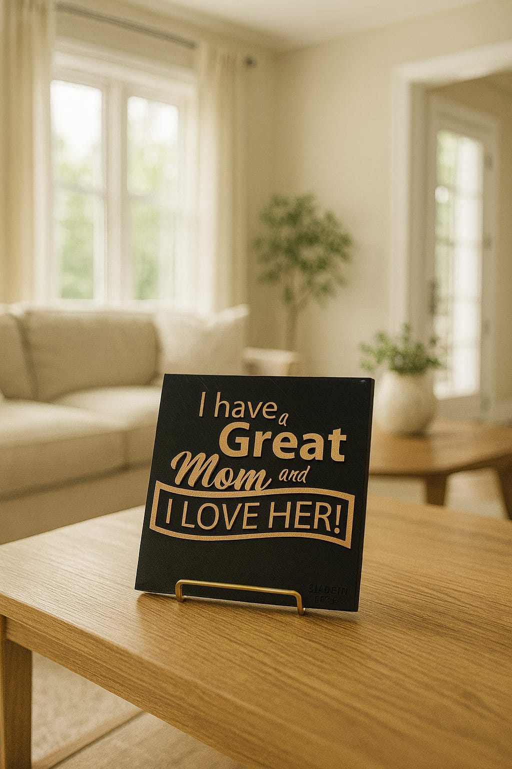 Plaque: I HAVE A GREAT MOM AND I LOVE HER! - Made in USA