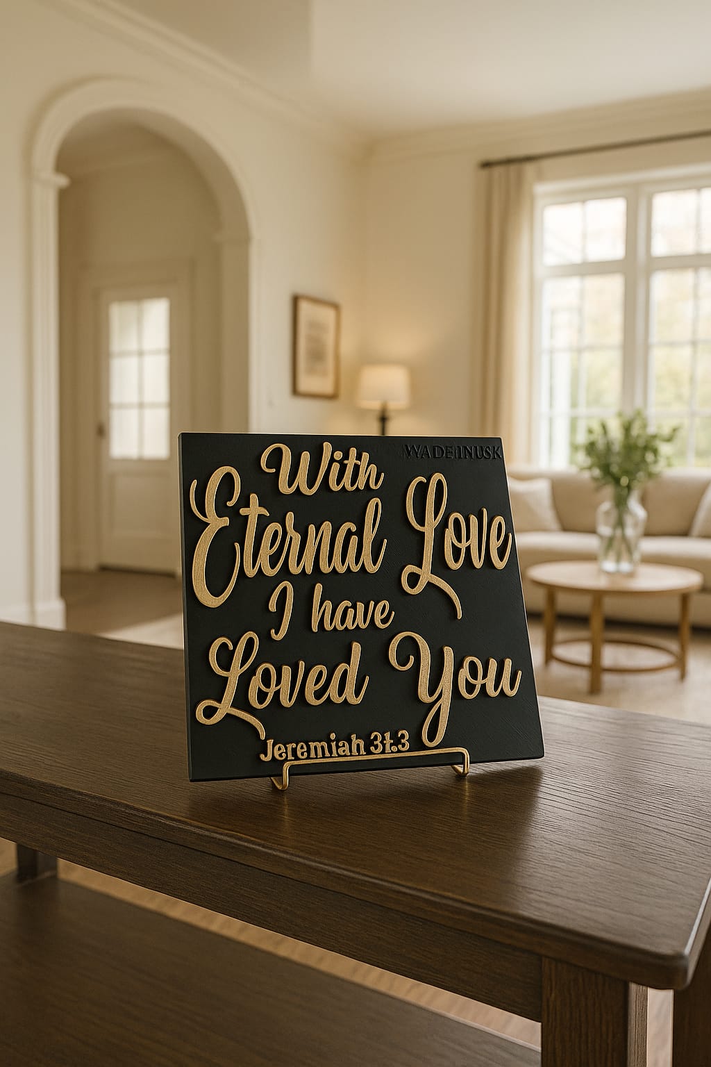Plaque: WITH ETERNAL LOVE I HAVE LOVED YOU - Made in USA
