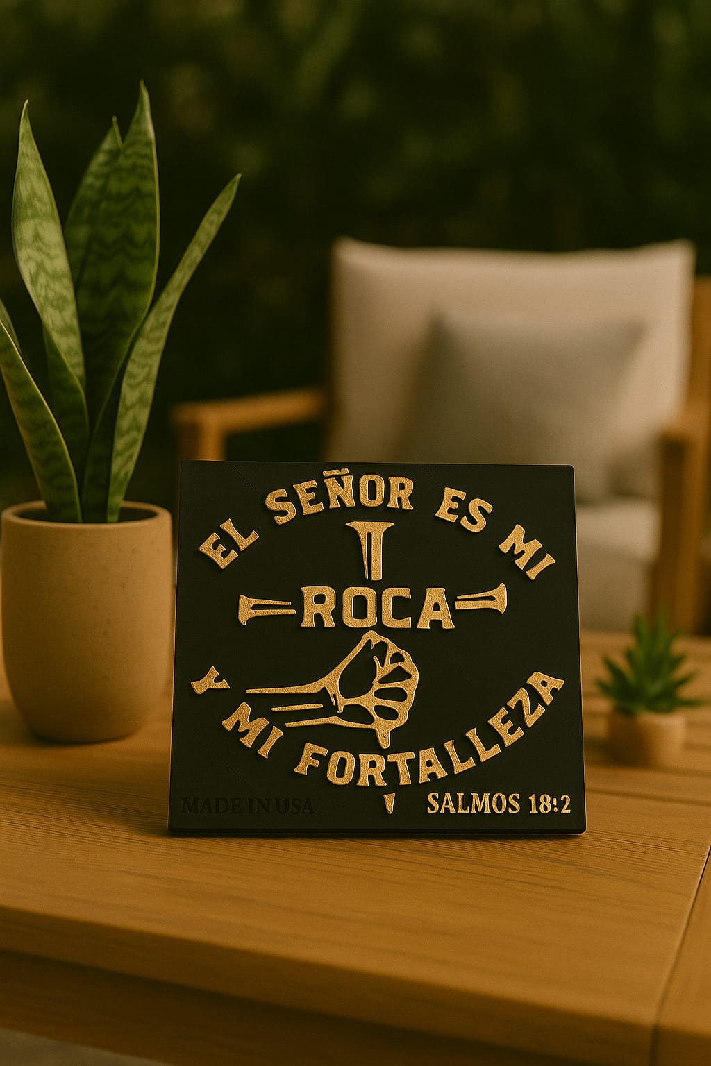 Placa: EL SEÑOR ES MI ROCA Y MI FORTALEZA - Made in USA
