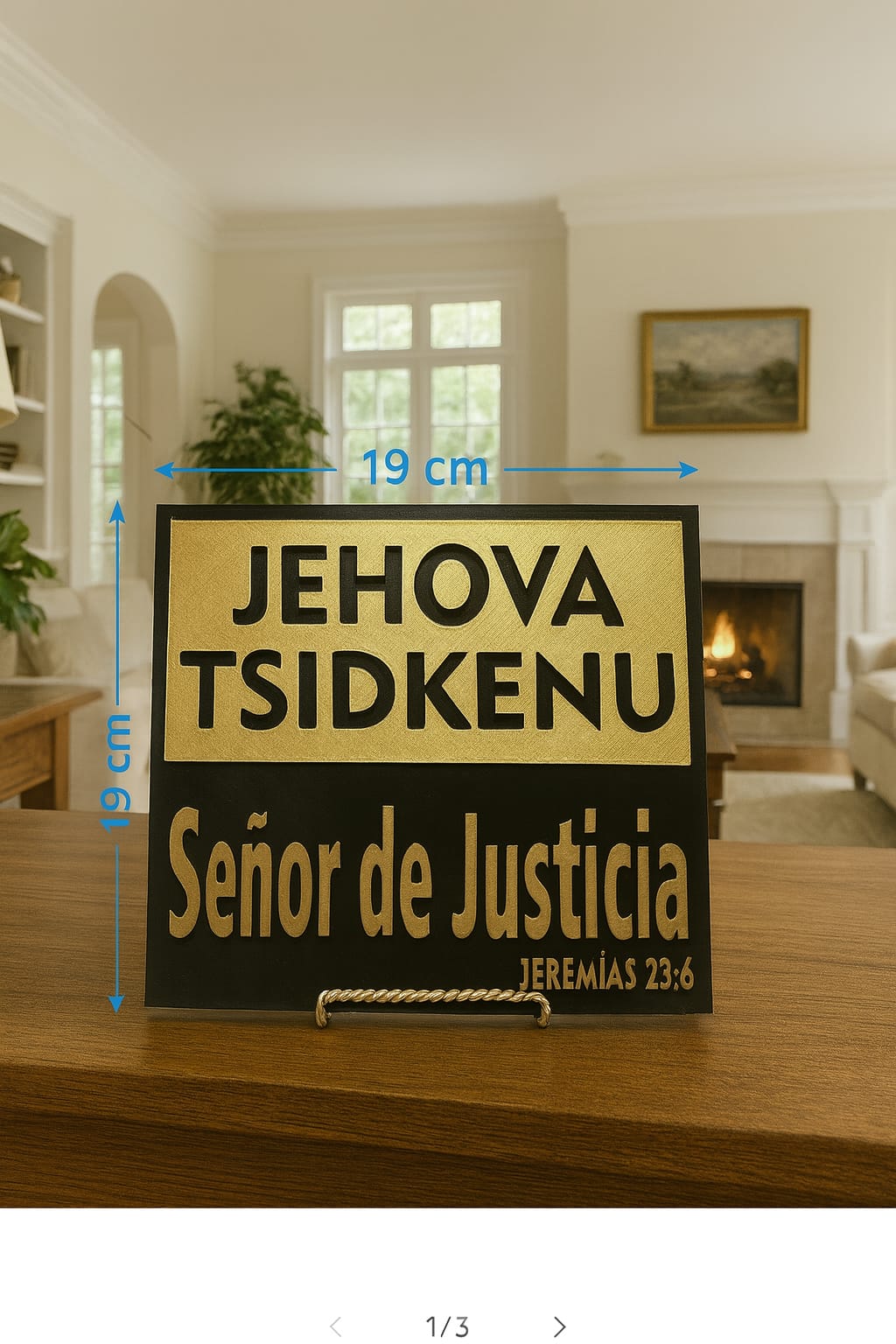 Plaque: JEHOVA TSIDKENU - SEÑOR DE JUSTICIA - Made in USA