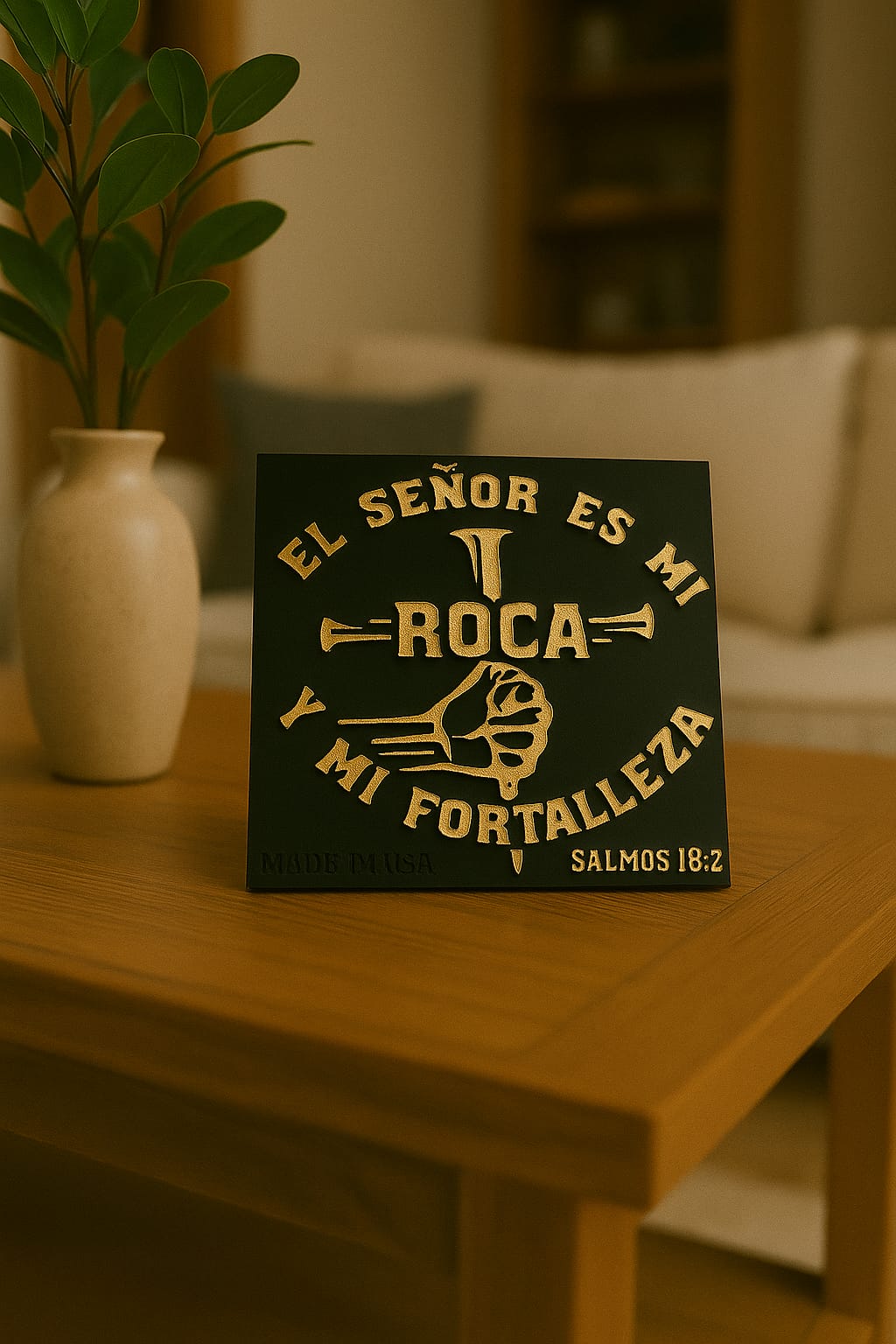 Placa: EL SEÑOR ES MI ROCA Y MI FORTALEZA - Made in USA