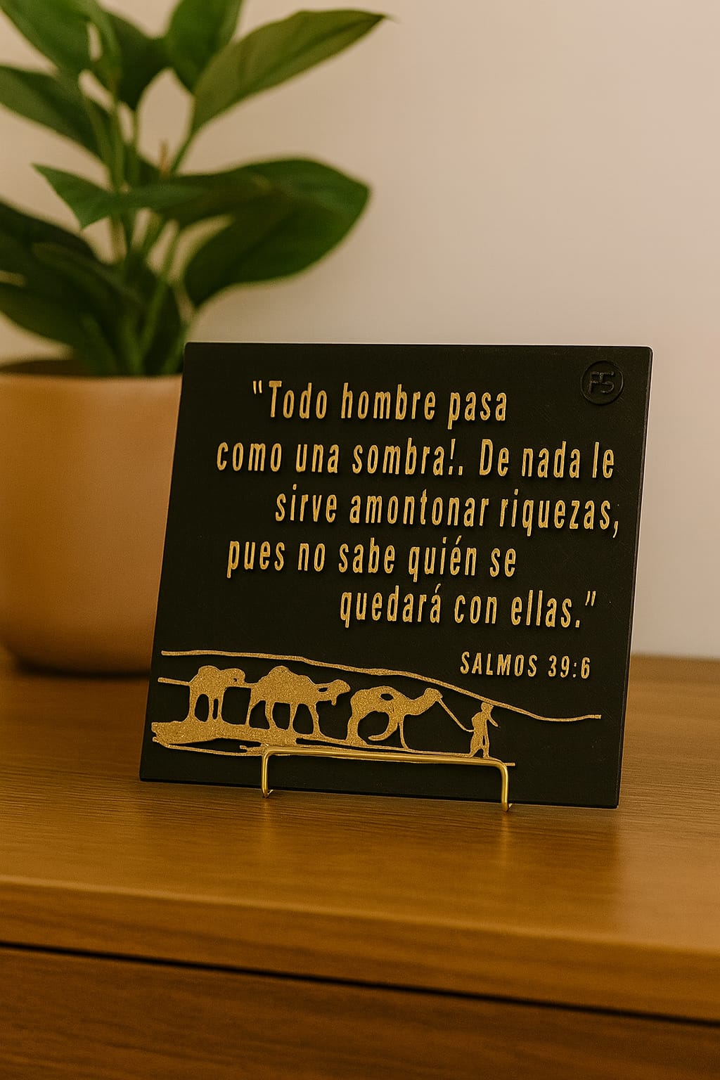 Placa: TODO HOMBRE PASA COMO UNA SOMBRA, DE NADA LE SIRVE AMONTONAR RIQUEZA PORQUE NO SABE QUIEN SE QUEDARA CON ELLA - Made in USA