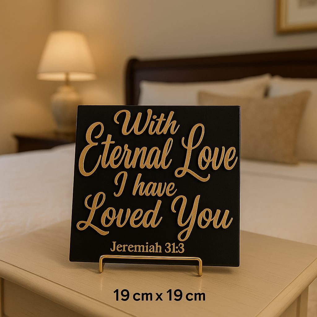 Plaque: WITH ETERNAL LOVE I HAVE LOVED YOU - Made in USA