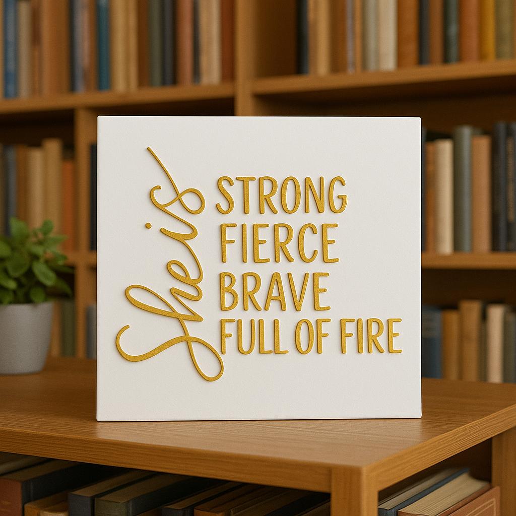 SHE IS STRONG FIERCE BRAVE FULL OF FIRE