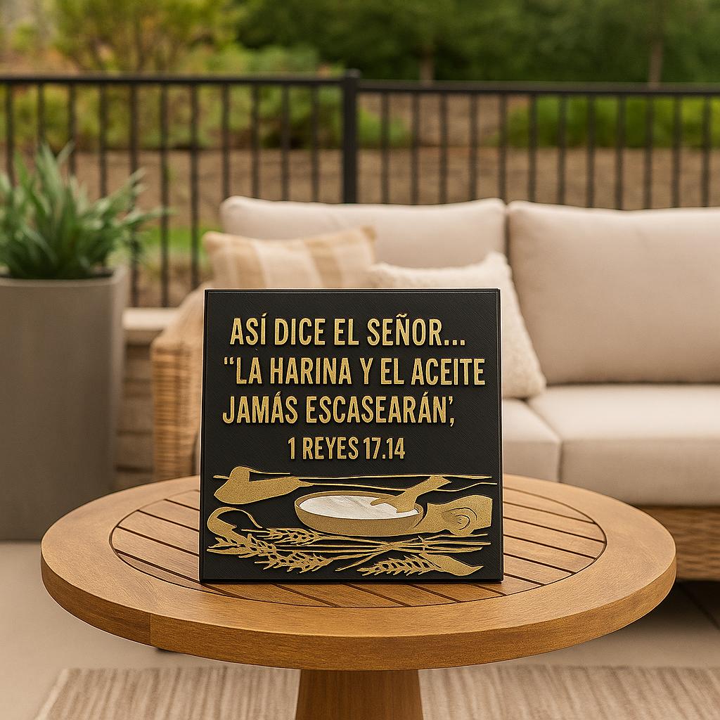 Placa: ASI DICE EL SEÑOR: LA ARINA Y EL ACEITE JAMAS ESCASEARAN - Made in USA