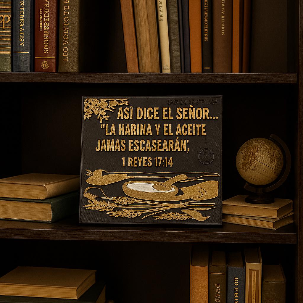 Placa: ASI DICE EL SEÑOR: LA ARINA Y EL ACEITE JAMAS ESCASEARAN - Made in USA
