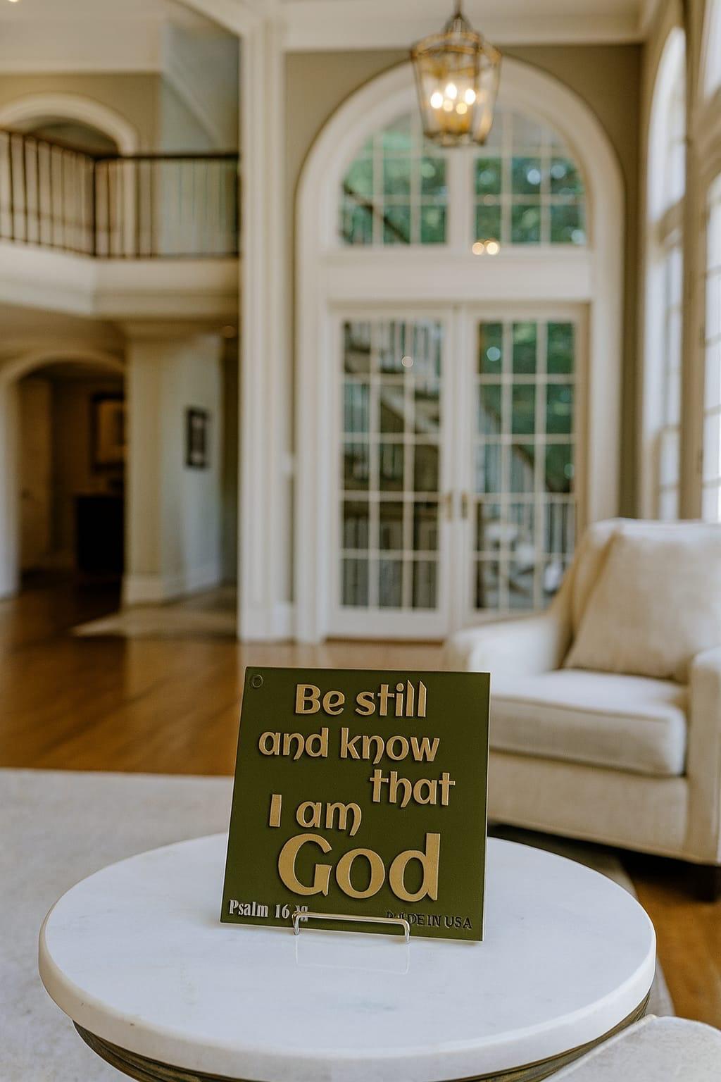 Plaque: BE STILL AND KNOW THAT I AM GOD - Made in USA
