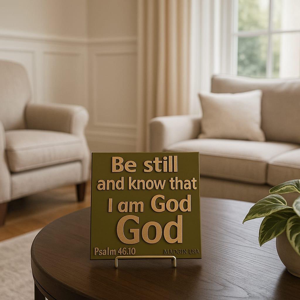 Plaque: BE STILL AND KNOW THAT I AM GOD - Made in USA