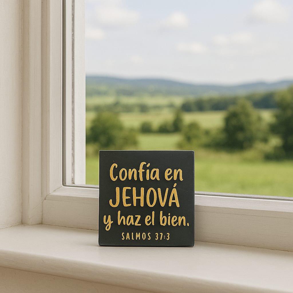 Placa: CONFIA EN JEHOVA Y HAZ EL BIEN - Made in USA