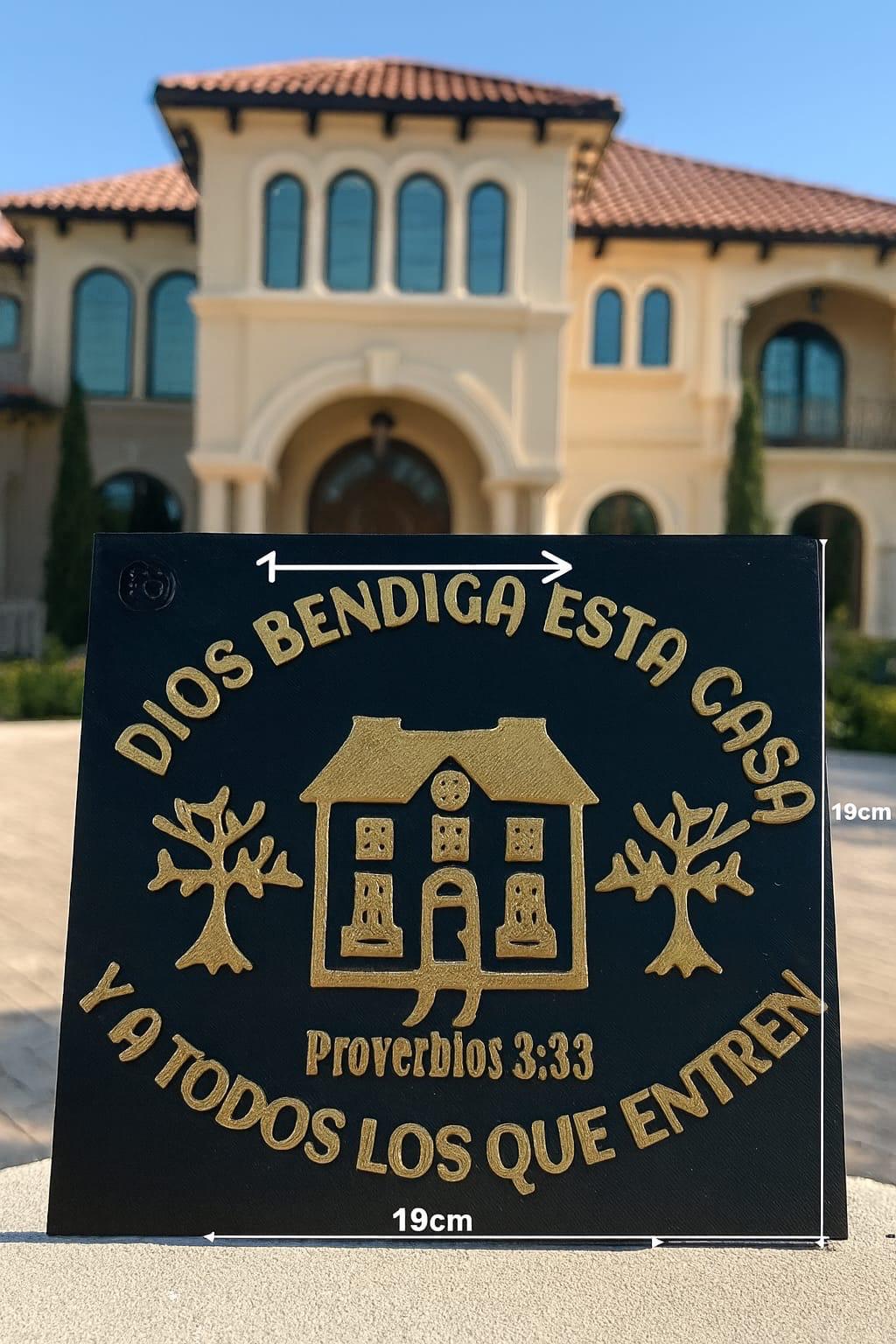 Placa: DIOS BENDIGA ESTA CASA Y A TODO LOS QUE ENTREN - Made in USA