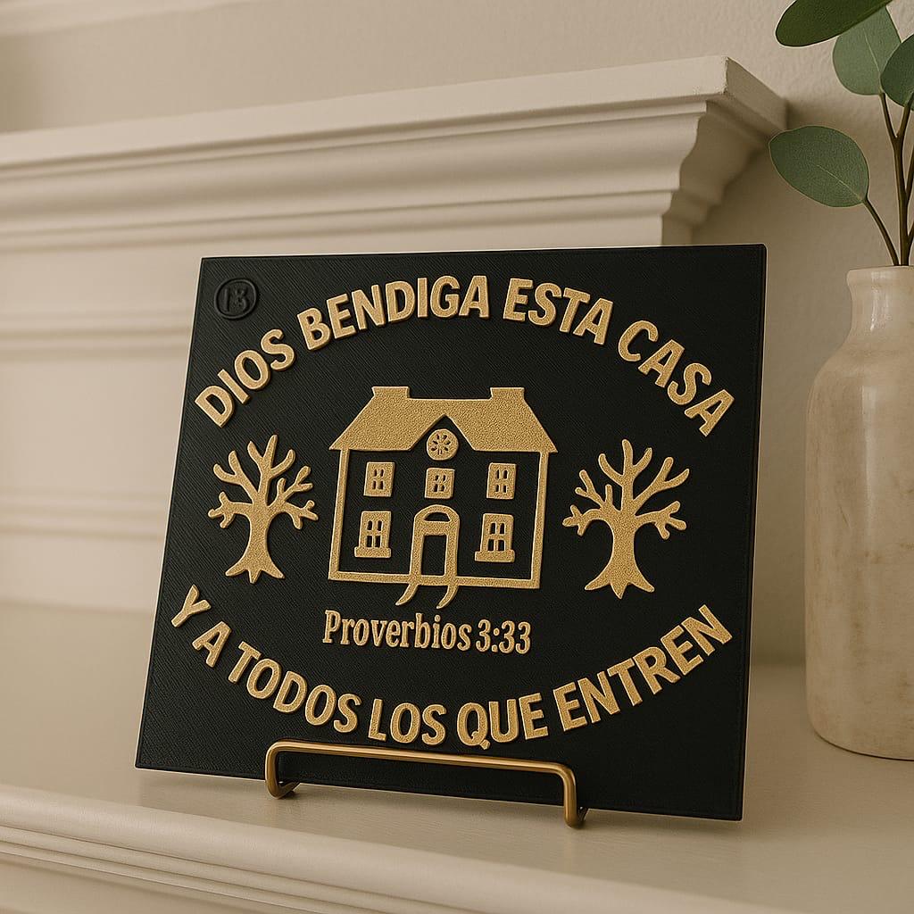 Placa: DIOS BENDIGA ESTA CASA Y A TODO LOS QUE ENTREN - Made in USA
