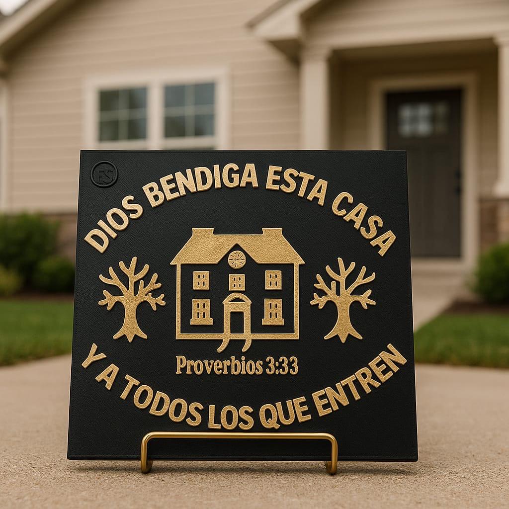 Placa: DIOS BENDIGA ESTA CASA Y A TODO LOS QUE ENTREN - Made in USA