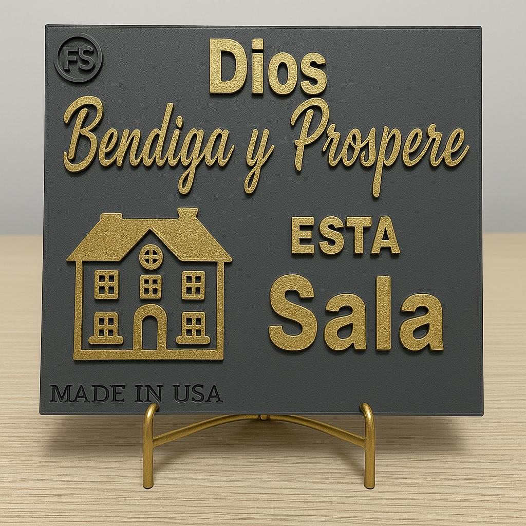 Placa: DIOS BENDIGA Y PROSPERE ESTE HOGAR - Made in USA