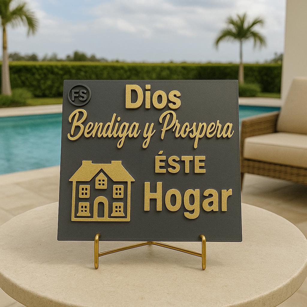 Placa: DIOS BENDIGA Y PROSPERE ESTE HOGAR - Made in USA