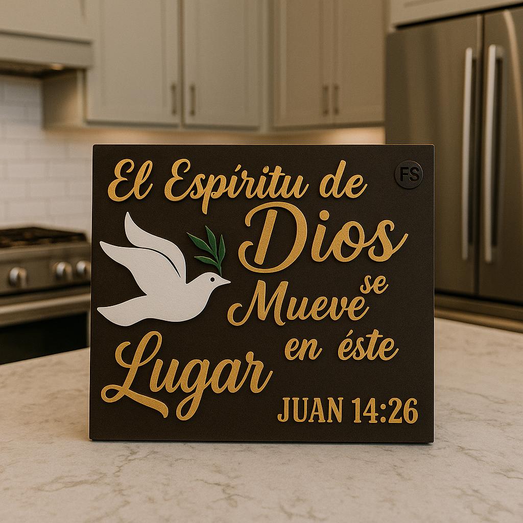 Placa: EL ESPIRITU DE DIOS SE MUEVE EN ESTE LUGAR - Made in USA