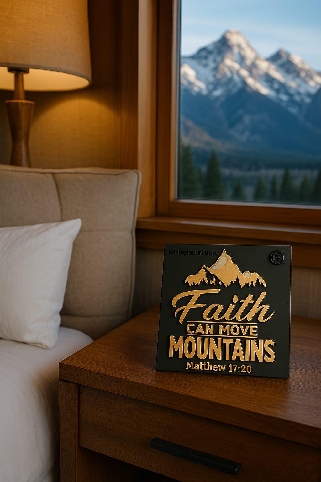 Plaque: FAITH CAN MOVE MOUNTAINS - Made in USA
