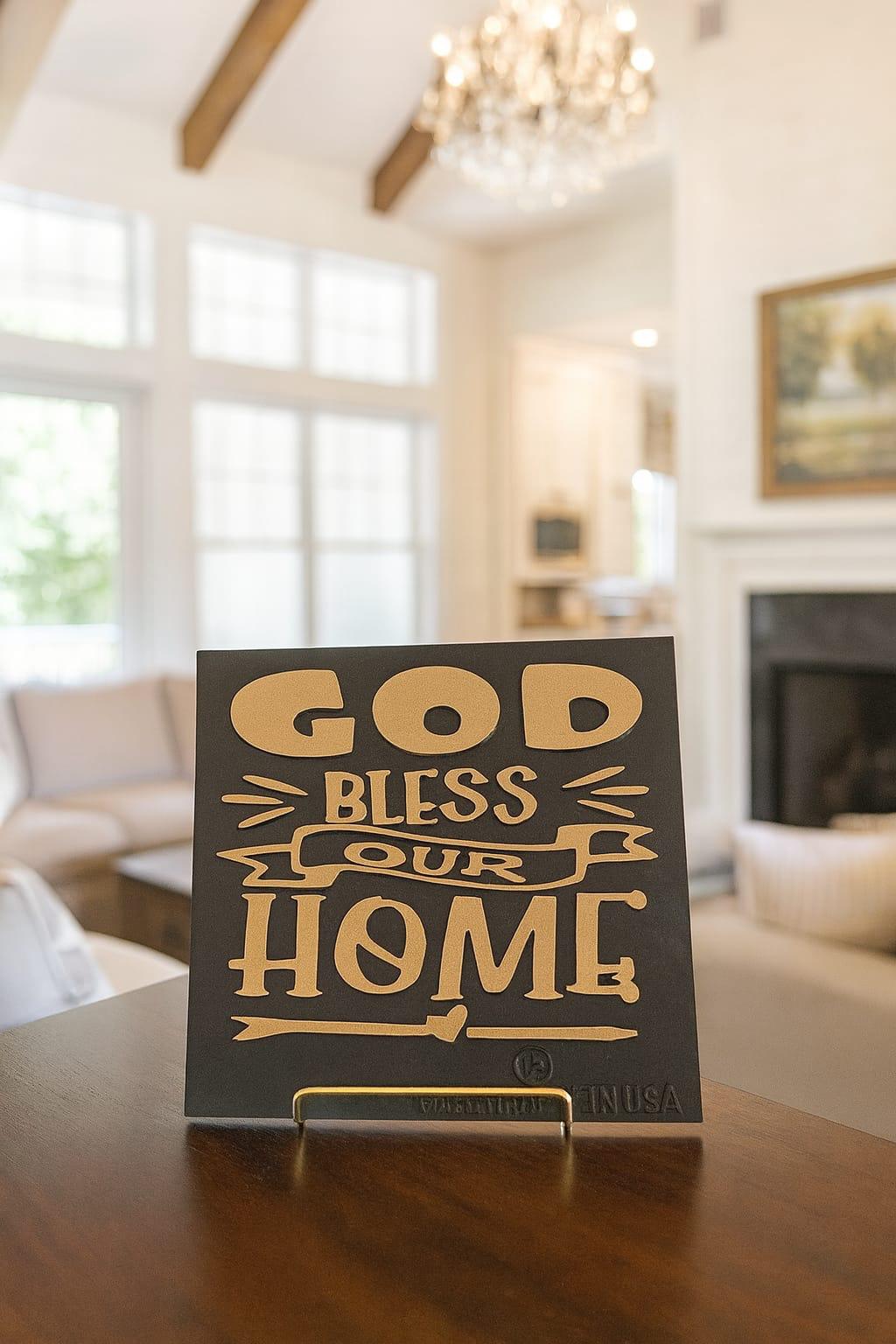 Plaque: GOD BLESS OUR HOME - Made in USA