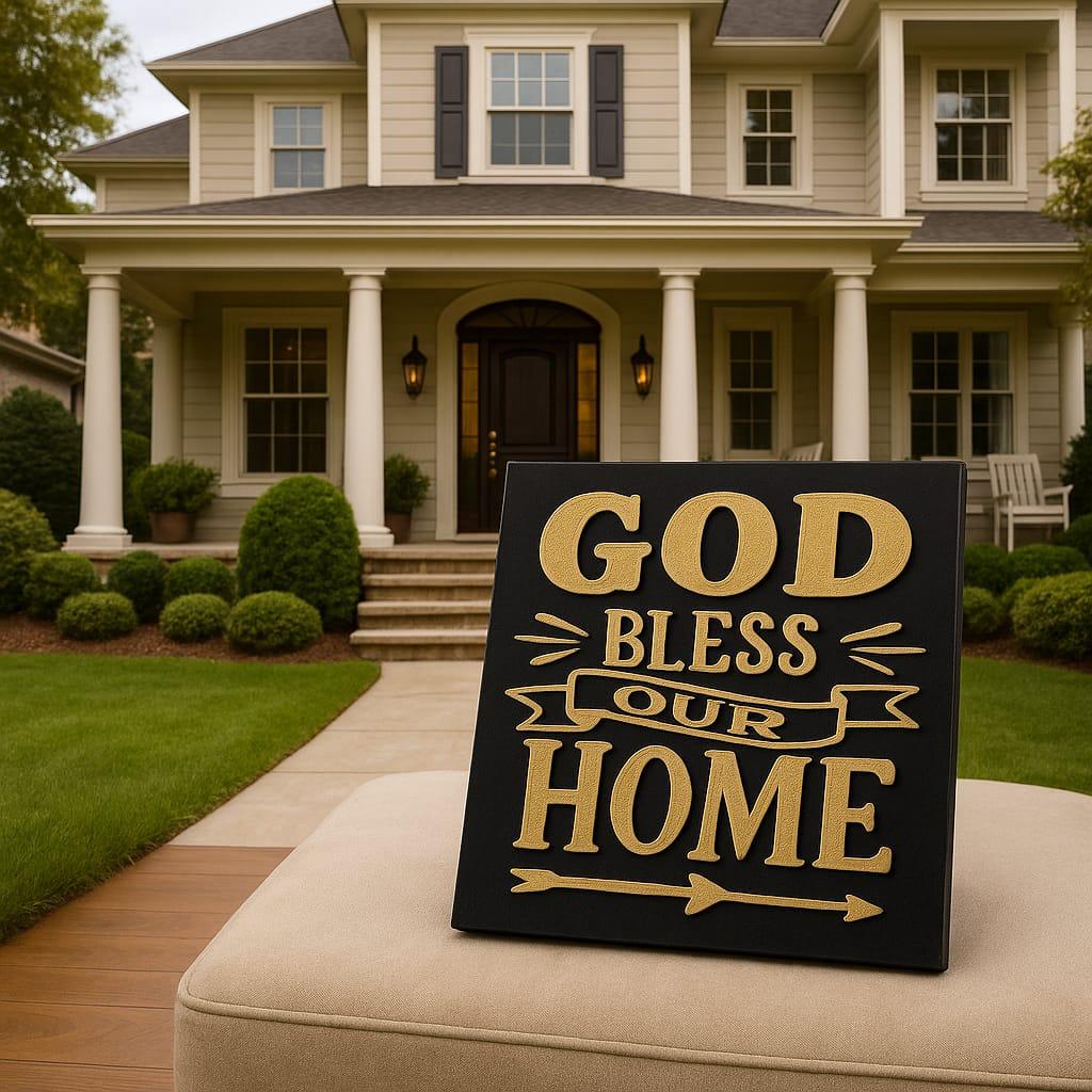 Plaque: GOD BLESS OUR HOME - Made in USA