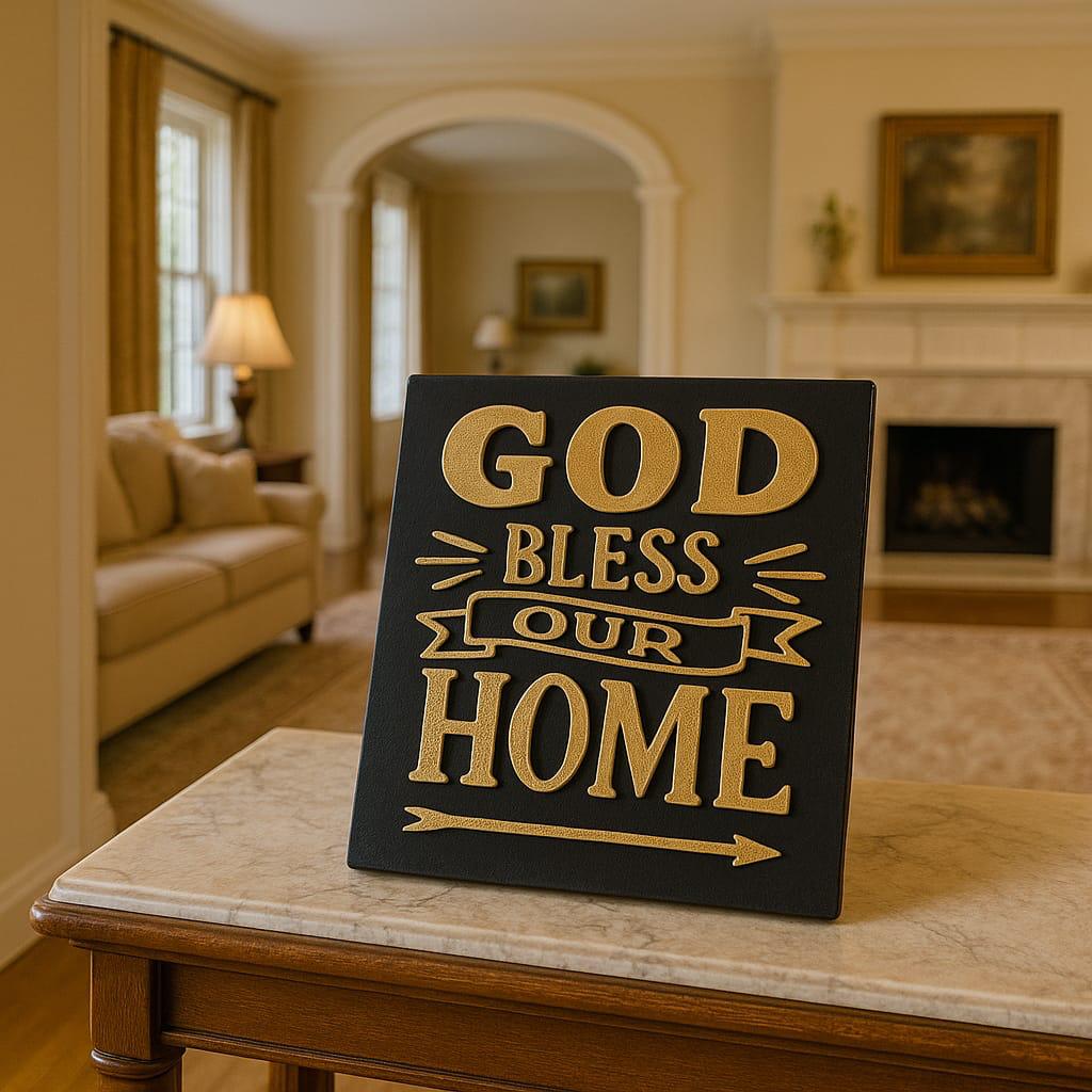 Plaque: GOD BLESS OUR HOME - Made in USA
