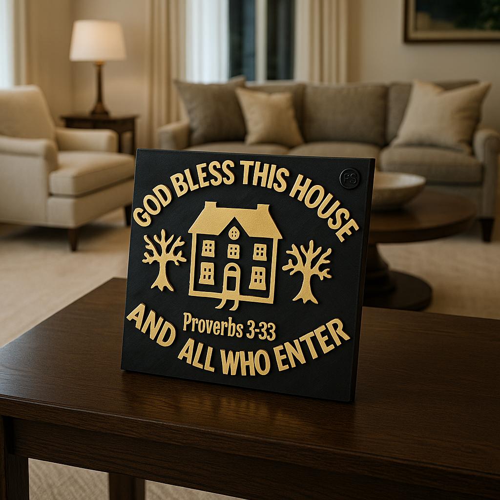 Plaque: GOD BLESS THIS HOME AND ALL ENTER - Made in USA