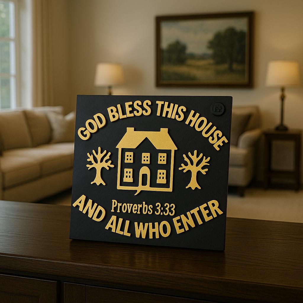 Plaque: GOD BLESS THIS HOME AND ALL ENTER - Made in USA
