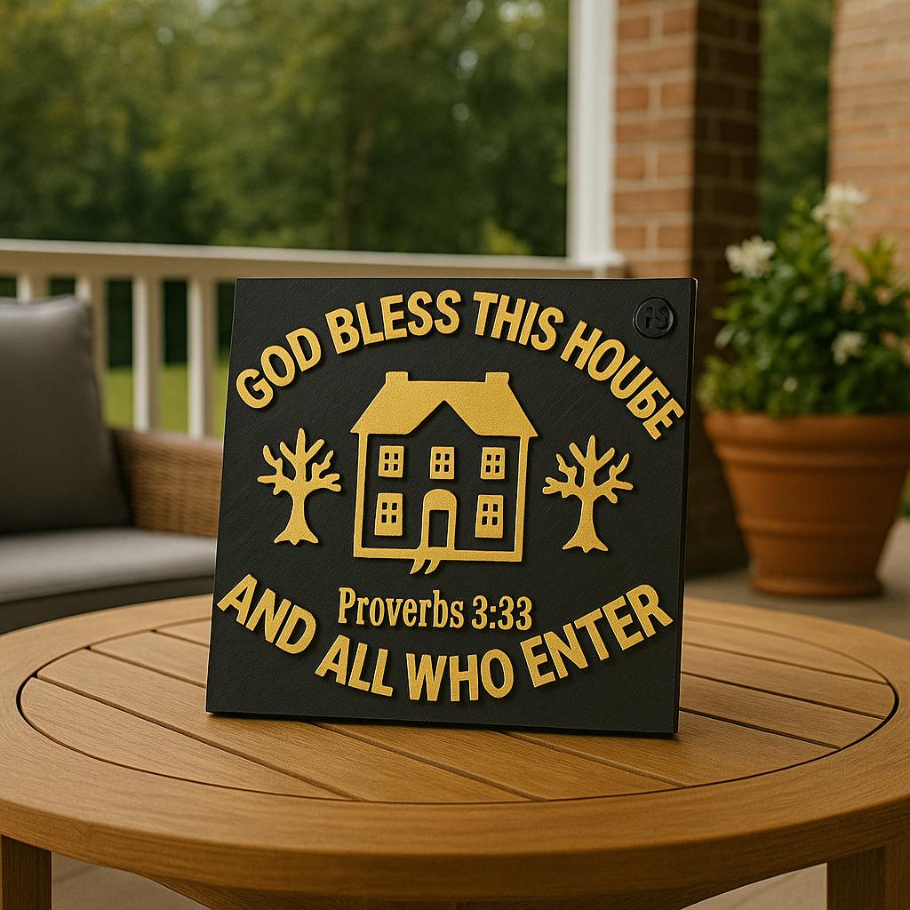 Plaque: GOD BLESS THIS HOME AND ALL ENTER - Made in USA