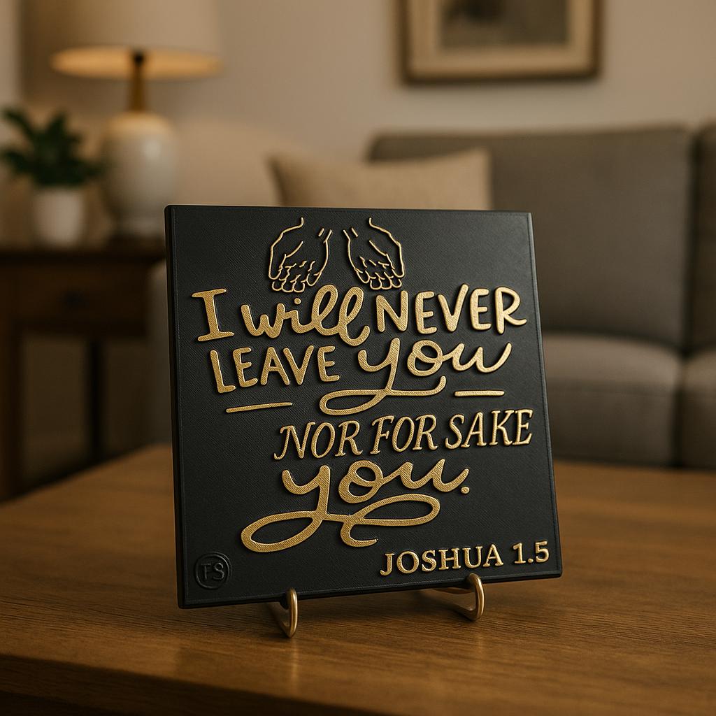 PLaque: I WILL NEVER LEAVE YOU NOR FOR SAKE YOU - Made in USA