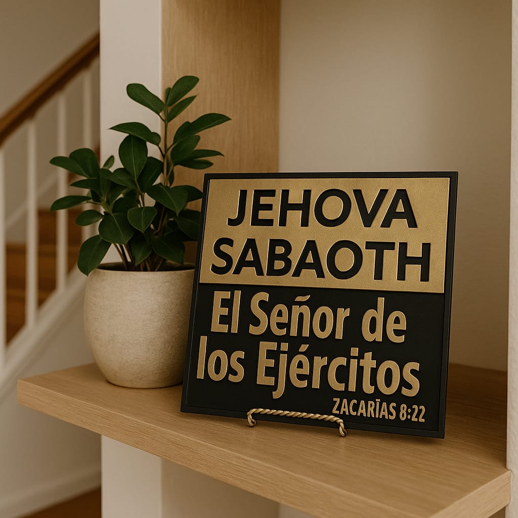 Plaque: JEHOVA SABAOTH - EL SENOR DE LOS EJERCITOS - Made in USA