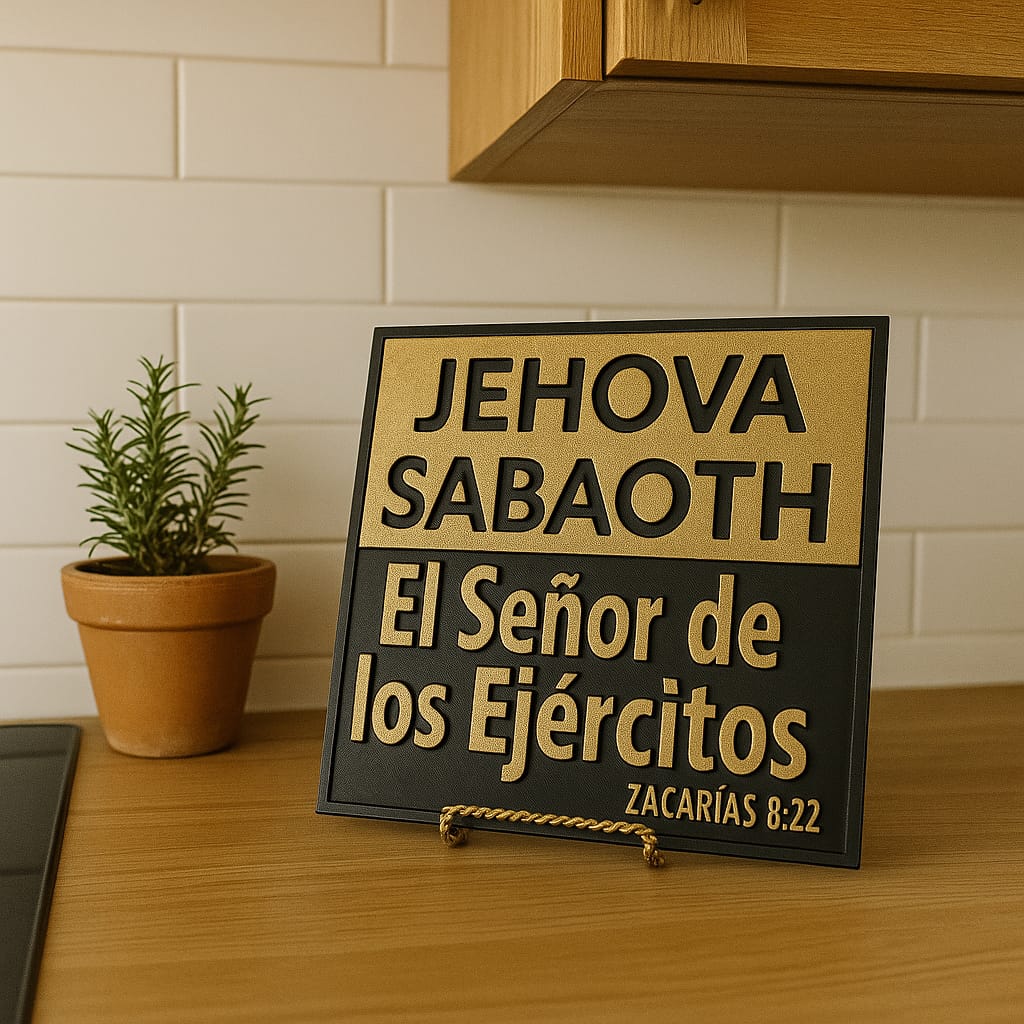Plaque: JEHOVA SABAOTH - EL SENOR DE LOS EJERCITOS - Made in USA