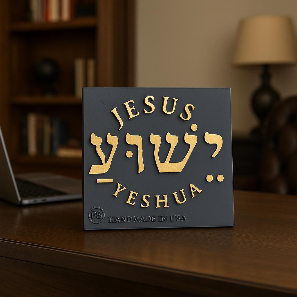 Placa: JESHUA - JESUS -JESUS EN HEBREO - Made in USA