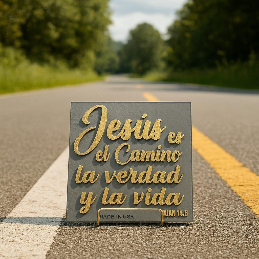 Placa: JESUS ES EL CAMINO LA VERDAD Y LA VIDA - Made in USA