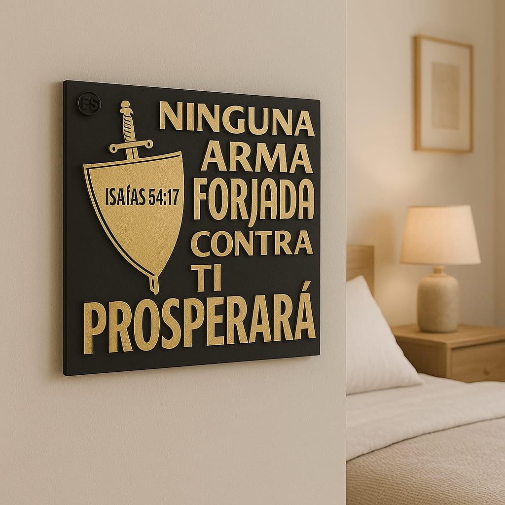 Placa: NINGUNA ARMA FORJADA CONTRA TI PROSPERARA - Made in USA