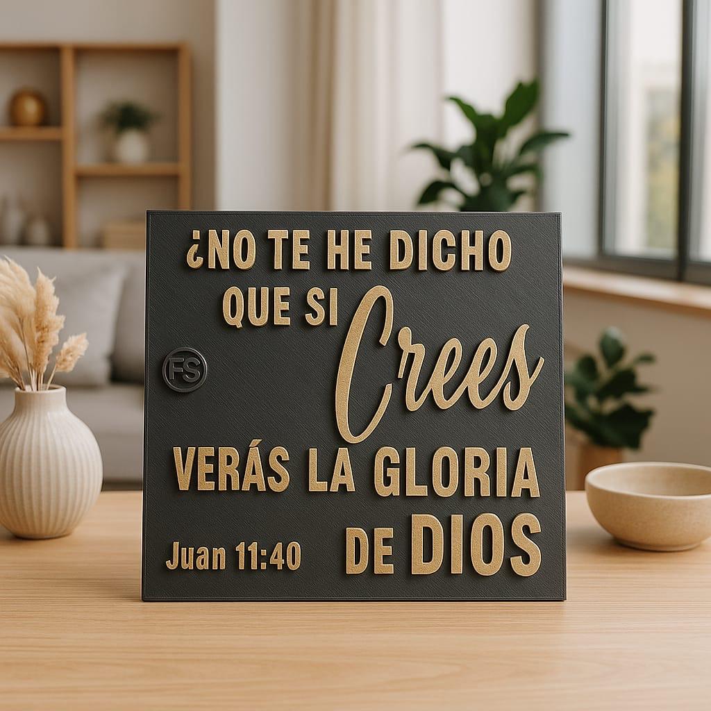 Placa: NO TE HE DICHO QUE SI CREES VERAS LA GLORIA DE DIOS - Made in USA