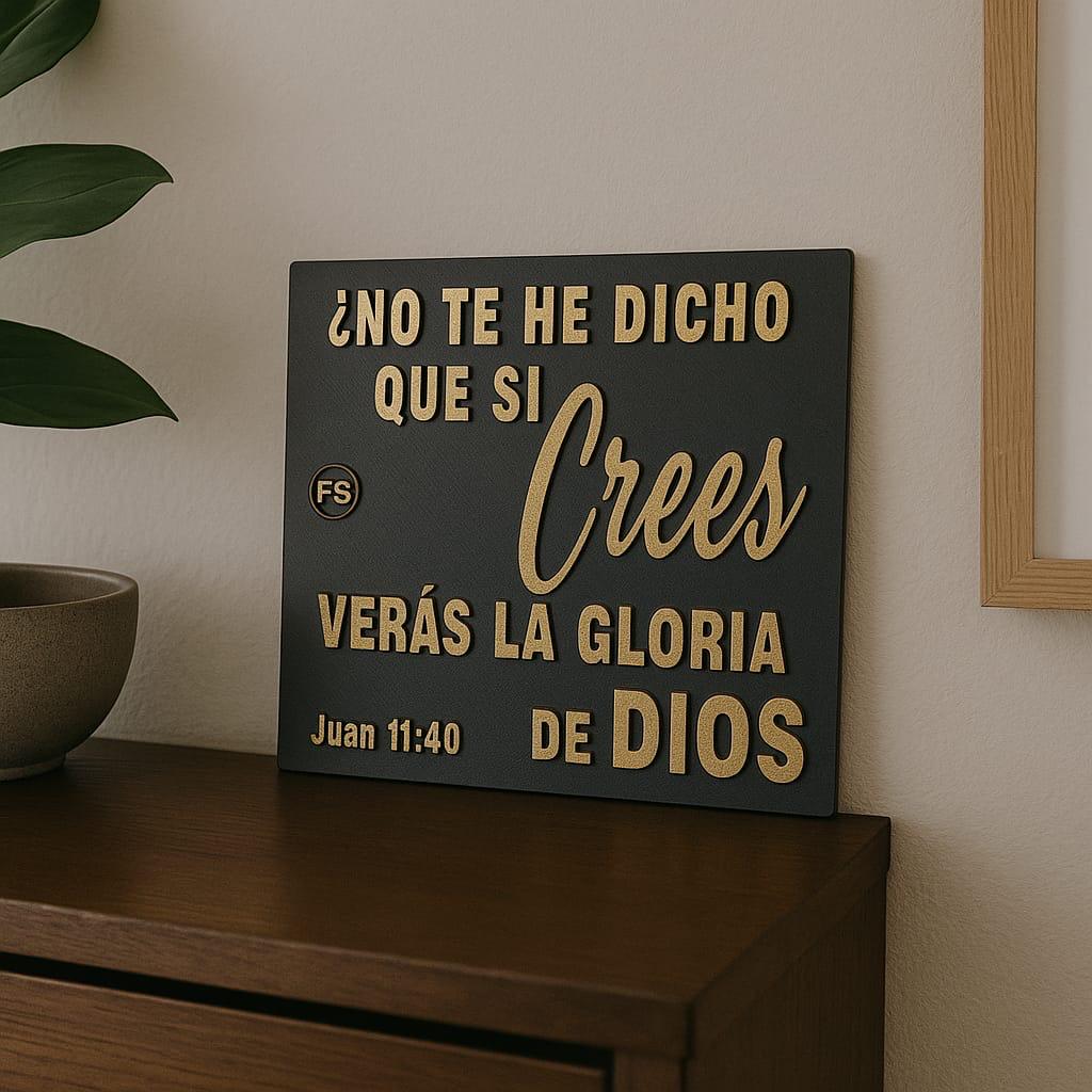 Placa: NO TE HE DICHO QUE SI CREES VERAS LA GLORIA DE DIOS - Made in USA