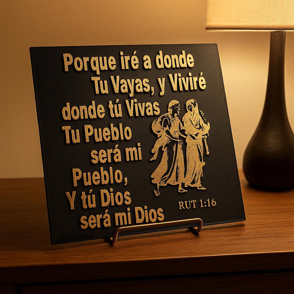 Placa: PORQUE IRE DONDE TU VALLAS, VIVIRE DONDE TU VIVAS, TU PUEBLO SERA MI PUEBLO Y TU DIOS SERA MI DIOS - Made in USA
