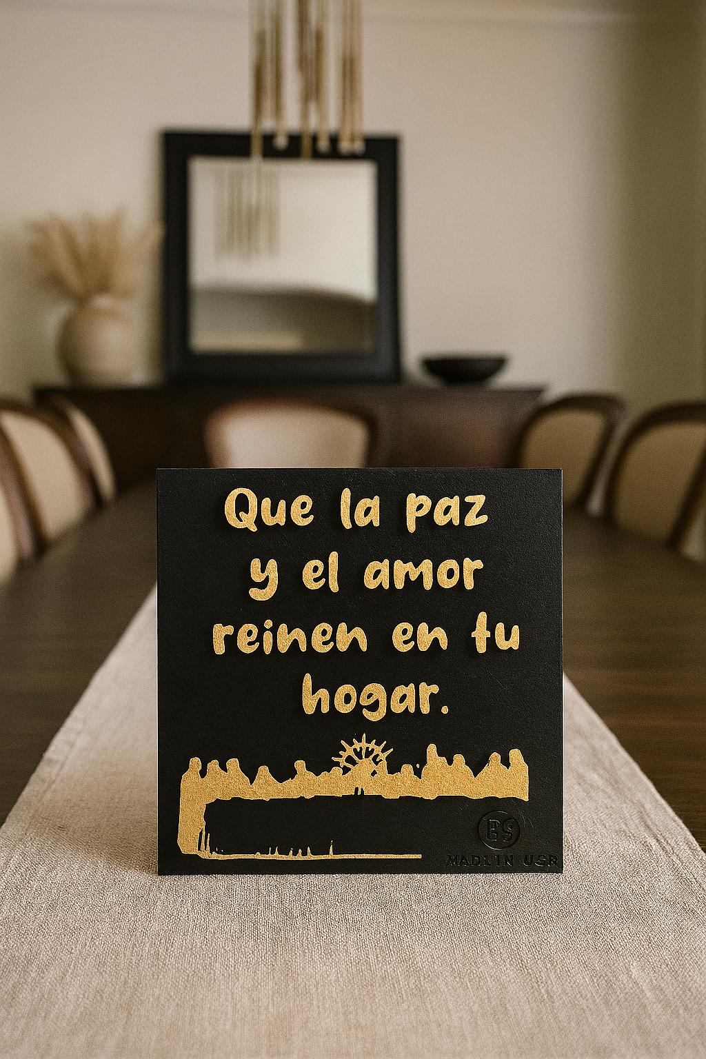 Placa: QUE LA PAZ Y EL AMOR REINE EN TU HOGAR - Made in USA