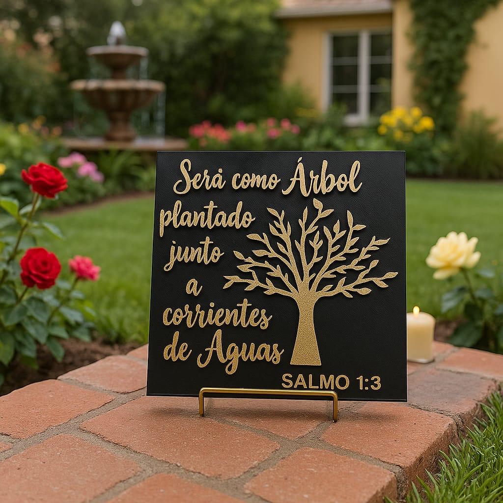 Placa: SERAS COMO ARBOL PLANTADO JUNTO A CORRIENTE DE AGUAS - Made in USA