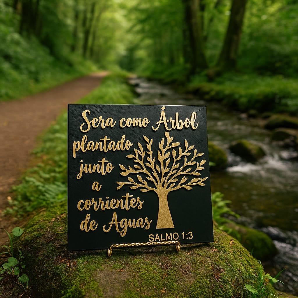 Placa: SERAS COMO ARBOL PLANTADO JUNTO A CORRIENTE DE AGUAS - Made in USA