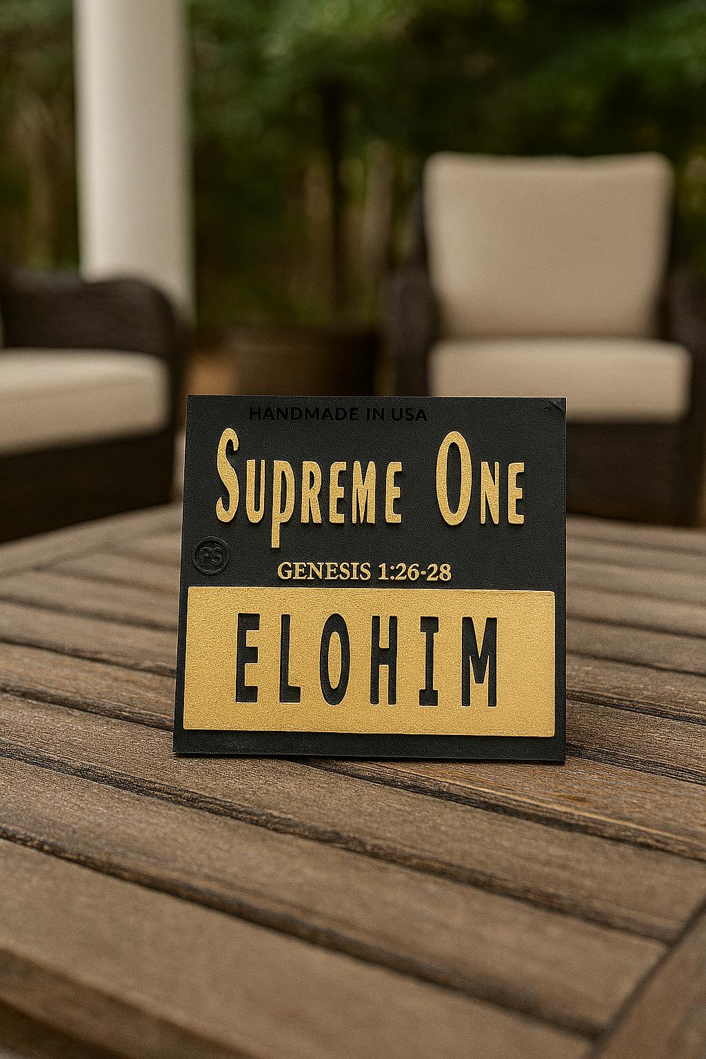 Plaque: ELOHIM - SUPREME ONE - Made in USA