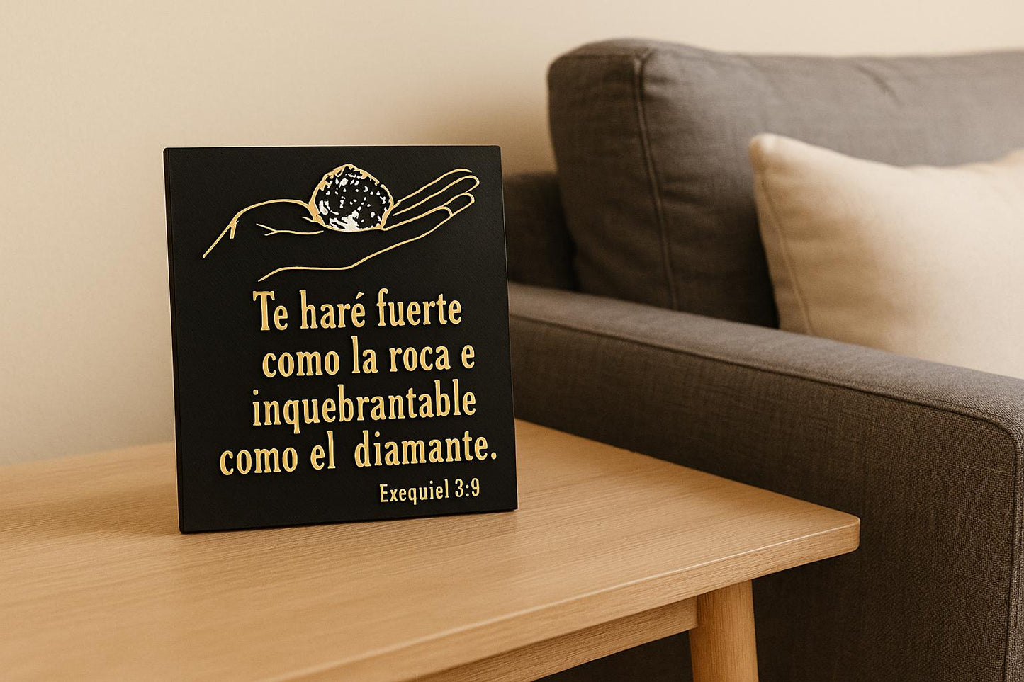 Placa: TE HARE FUERTE COMO UNA ROCA E INQUEBRANTABLE COMO EL DIIAMANTE - Madce in USA