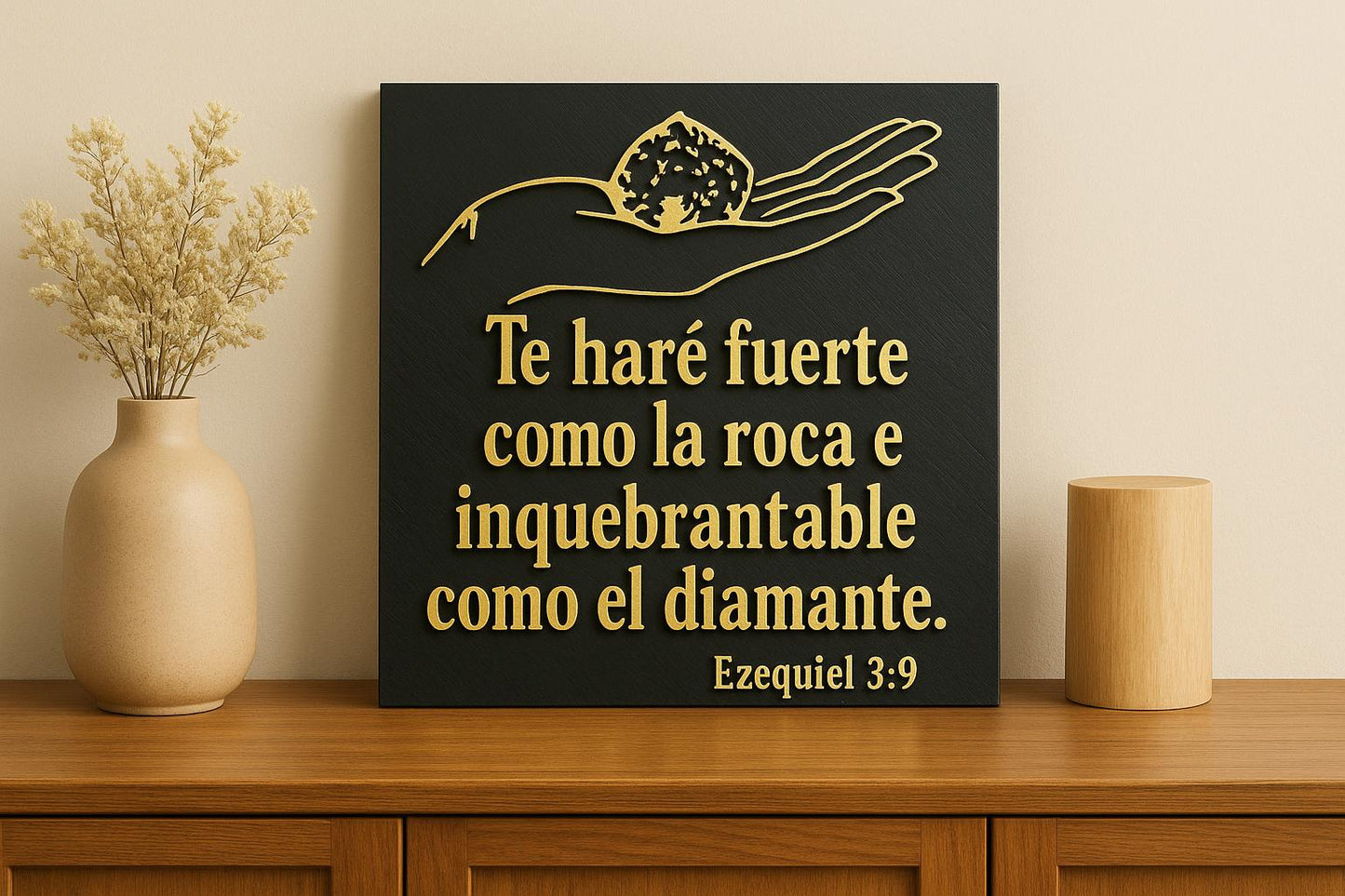 Placa: TE HARE FUERTE COMO UNA ROCA E INQUEBRANTABLE COMO EL DIIAMANTE - Madce in USA
