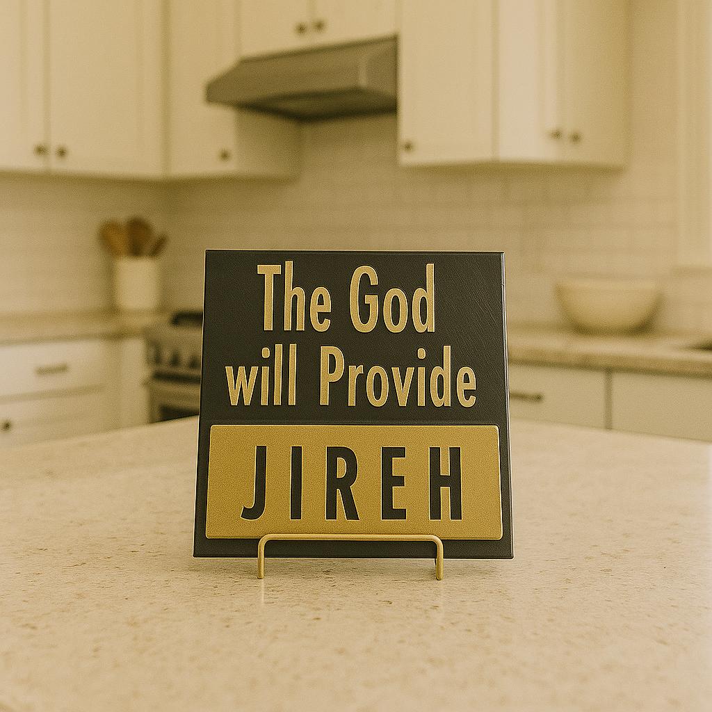 Plaque: JIREH - THE GOD WILL PROVIDE - Made in USA