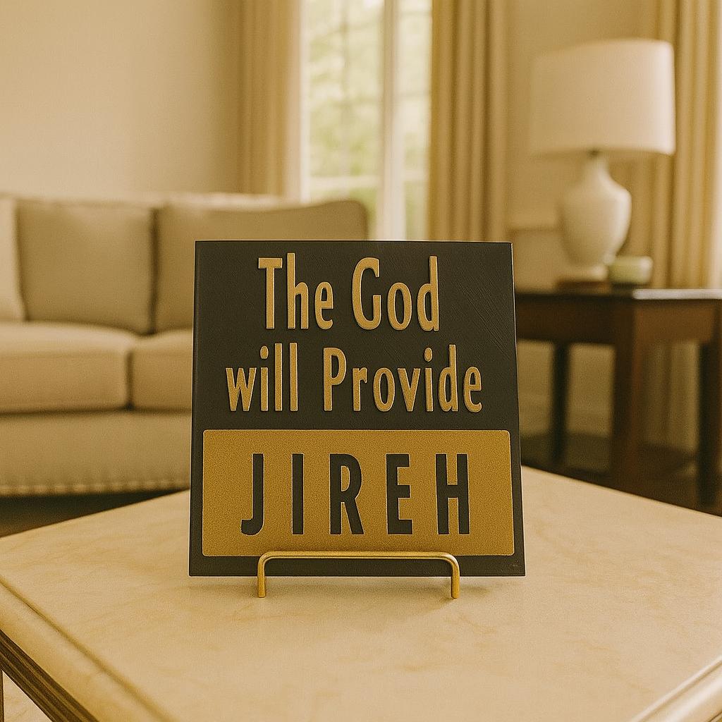 Plaque: JIREH - THE GOD WILL PROVIDE - Made in USA